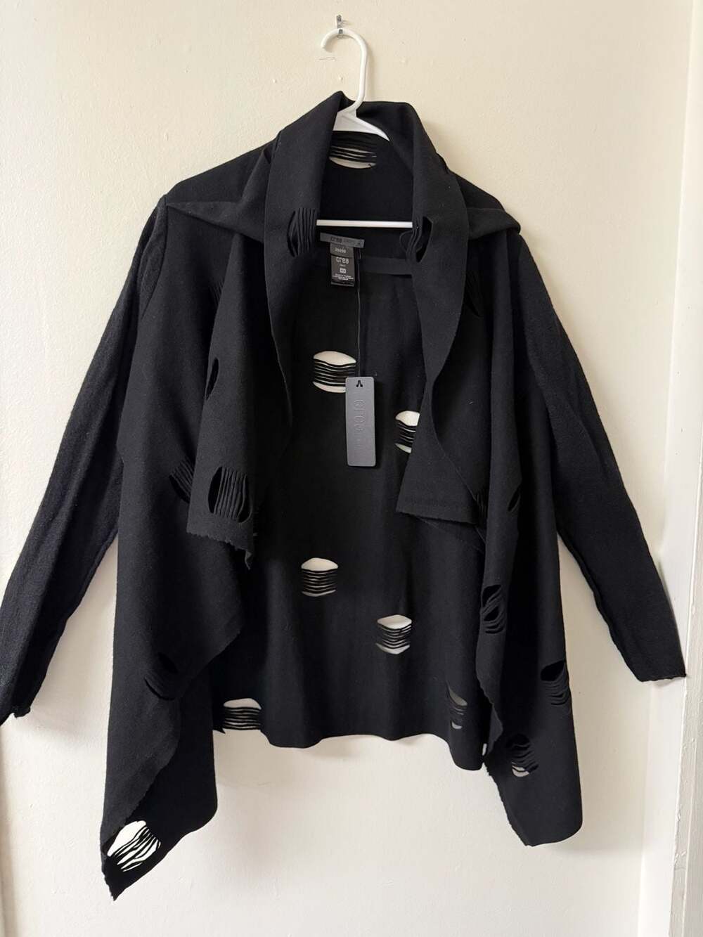 Crea Concept Patrizia Marrone Distressed Asymmetric Cardigan Jacket